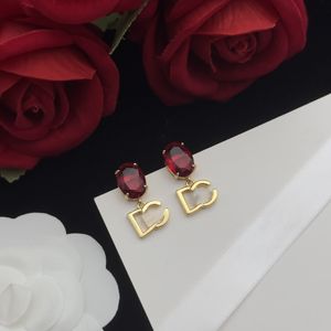 Monogram 2023 Ladies Designer Earrings Studs G Letters D Colorful Crystal Pendants 18K Gold Plated Womens Ear Clip Designer Jewelry KD3E