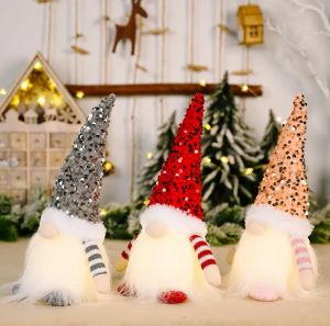 Jul Gnome Plush Glowing Toys Home Xmas Dekorationer Nytt år Bling Toy Christmas Ornaments Kids Gifts 276Q BJ