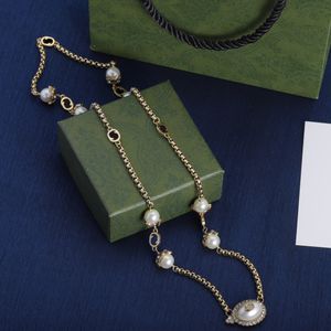 Designer Sweater chain necklace Gold Women's wedding sweater diamond pearl chain Wedding Jewelry Sets