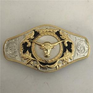 1 Stück große goldene Bullenkopf-Westerngürtelschnalle für Cintura Cowboy212g