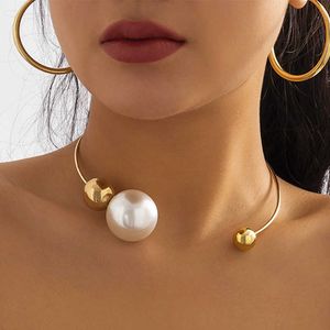 2023 Nya ankomst Fashion Jewelry Luxury One Layer Pearl Collar Choker Halsband Vintage Big Pearl Choker Halsband Kvinnor