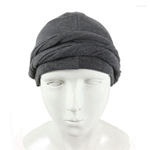 Berets Men Turban HeadWrap HaloTurban Durag Comfy Chemo Hat Satin Lined HeadScarf Muslim Hijab249H