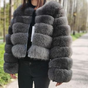 Damenfell Kunstpelz Maomaokong Natürlicher echter Fuchspelzmantel Frauen Winter Warme Luxuspelzjacke Abnehmbare lange Ärmel Weibliche Weste Pelzmäntel 231208