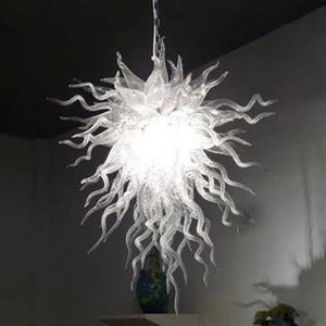 Lamp Pure White Color Hand Blown Glass Lights Crystal Chandeliers 32 Inches CE UL LED Decor Home Lamps Chandelier Lighting217Z