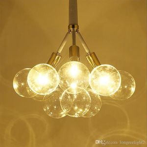Moderna glasbollar LED -pendellampor ljuskrona ljus för levande matstudierum hem deco hängande ljuskrona lampa fixtur2627