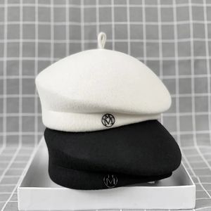 Berets Klassische Damen Baskenmütze Französisch Wollfilz Hut Wärmer Wintermütze Kappe Weiß Schwarz Frauen Fedora Hut Fascinator Pillbox Maler Hut 231208