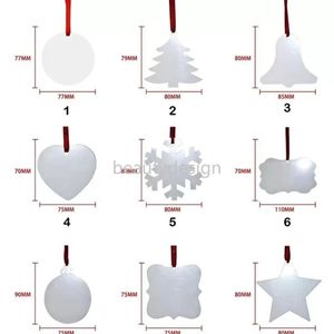 Sublimazione natalizia Ornamento in bianco Ciondolo per albero di Natale su due lati Multi forma Piastra in alluminio Etichetta appesa in metallo Vacanze Decorati254u