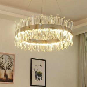 Modern Crystal Chrome Round Chandelier Pendant Lamps Lighting Gold Rectangle Chandeliers For Living Room Bedroom Kitchen Island LU269Y