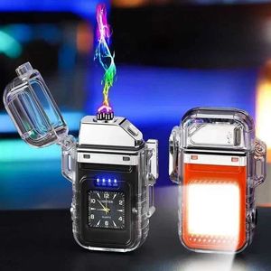 2023 New Waterproof Watch Lighter Windproof USB Plasma Rechargeable Outdoor Portable Cigarette Men's Gift