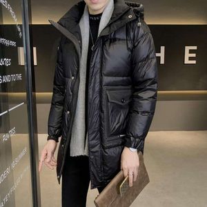 2023 And Thin Goose Down Jacket, Long Men's Mid Length Trendy Brand, New Light And Thin Thickened Style Overcoming Jacket