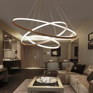 60CM 80CM 100CM Modern Pendant Lights For Living Room Dining Room Circle Rings Acrylic Aluminum Body LED Ceiling Lamp Fixtures296L