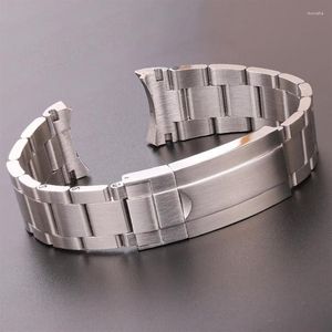 Watch Bands 20mm 316L Stainless Steel Watchbands Bracelet Silver Brushed Metal Curved End Replacement Link Deployment Clasp Strap2736