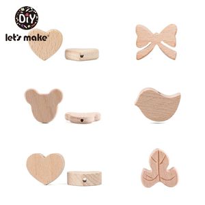 Teethers Toys Let'S Make 50pc Beech Wooden Five-Pointed Star Beads Bow Wooden Teethers Toys Wooden Teether Wooden Teething Beads Baby Teether 231208