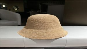 トレンディな日焼け止めのバケツハットシンプルな織りの麦わら帽子デザイナー気質サンシェードフィッシャーマンキャップレディースアウトキャップ5189667