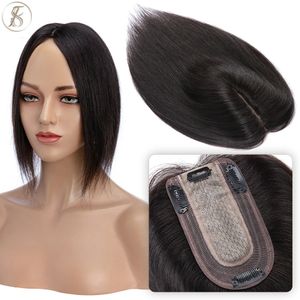 Lace Wigs TESS Women Topper 7x12.5cm Hair Topper Hair Clip Natural Hair Wigs 100% Human Hair Silk Base Clip In Hair Blonde Women 231208