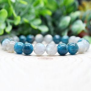 MG1988 8 MM 3A Grado Apatite Labradorite Bracciale Donna Uomo EMF Protezione energetica Gioielli