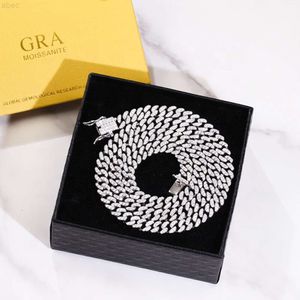 أزياء بسيطة سلسلة كوبية صف واحد 6 مم 10 ملم 925 الصلبة الفضة الجليد خارج Gra Moissanite Link Mans Netlace Necklace