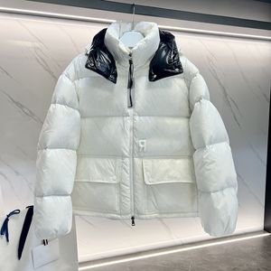 Monclairer Abbaye Winter Fashion Square Pockets Women Down Jacket Flocking Letters Puffer Jackor Outdoor Casual Hooded Woman Warme Storlek 0--4 Alve