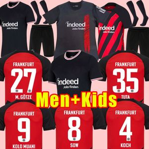 23 24 Eintracht Frankfurt M.Gotzeサッカージャージ2023 2024ファンバージョンBudapest Sow Borre Kostic Hauge Hauge Hauge Hauge Hasebe Kamada Hinteregger Men Kids Kit Football Shirt