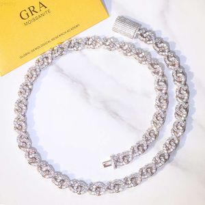 Hip Hop Chain 9mm Wide Iced Out 925 Silver Necklace Set d Color Moissanite Diamond Cuban Link