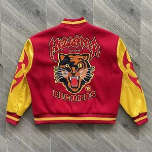 Men's Jackets Hellstar Records Werewolf Letterman Embroidery Leather Jacket Y2K Mens Harajuku Hip Hop Gothic Baseball Uniform Coat Clothes 231208