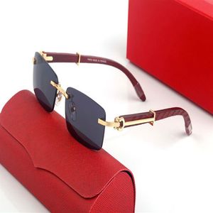 Mode solglasögon designer glasögon gyllenblå metall snidade träben rektangulära affärer avslappnade enkla multimän och kvinnor hi225s