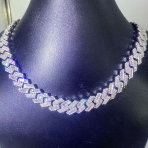 Prong Cuban Chain Diamond 15mm S925 Moissanite Clustered Chains Halsband