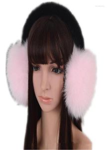 Berets Real Fur Earmuff com Black Genuine Mink Band Y Winter Acessório Quente Moda Ear Muff Elegante Warmers3981668