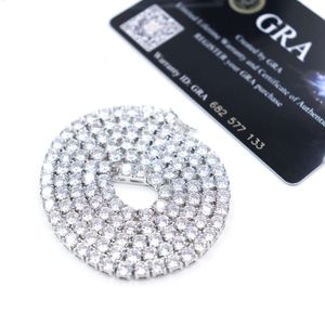 4 mm Tenniskette aus 925er-Sterlingsilber, Hip-Hop-Schmuck, Gra-zertifiziert, für Frauen mit Diamanttest, vergoldet