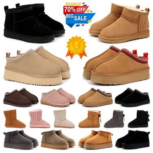 Australien tazz uggsboot tasman tofflor designer stövlar kvinna måne rosa ultra mini plattform flickor loafers skor australie kvinnor fluffy fuzzy taz snö boot