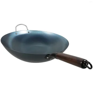 Pans Wok Induction Cooktop Kitchen Supply Grilling Accessories Fry Wood Multifunctional Home