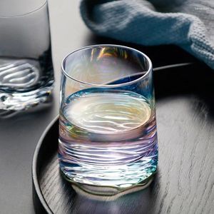 ワイングラスラグジュアリーカラフルなウォーターグラスカップクリエイティブリップル厚い底部の家庭飲料ミルクジュースウイスキー