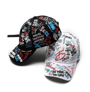 Fashion Cotton Wild Baseball Cap Unisex Men Hat Regulowany czarny biały kolor drukarki Graffiti Golf Caps Outdoor Sun Hats99501134096028