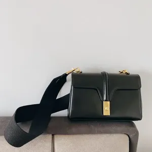 Sacos de noite de couro genuíno das mulheres ombro luxo designer feminino clássico bolsas alça larga bolsa mensageiro bolsas preto