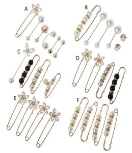 Pins Brooches Sweater Shawl Clip Double Faux Pearl Shirt Pin Buttons Crystal Waist Pants Extender Safety Pins For Women C1FE5132124