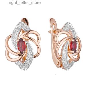 Stud 2022 Luxo Cubic Zircon Brinco Novo 585 Rosa Cor de Ouro Moda Jóias Brincos Designs para Mulheres Presente YQ231211