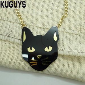 Neue Modeschmuck Black Cat Head große Anhänger Halskette für Frauen Hip Hop Mann Tier Halskette für Sommer Accessories283E