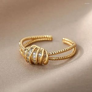 Кольца кластера, модное кольцо с цирконами и крестиками для женщин, из нержавеющей стали, открытый регулируемый палец, женское свадебное эстетическое ювелирное изделие, подарок