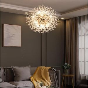 Modern LED Crystal Chandelier Light Pendant Hängande lampa Maskros ljuskronorbelysning för levande matsal dekoration299y