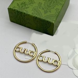 2023-Large hoop earrings brand designer classic 18K gold-plated brass material letter earrings pendant earring ladies fashion simp275q