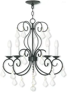 Chandeliers Livex Lighting Crystal Accents Five Light Mini Chandelier From Donatella Collection Dark Finish English Bronze