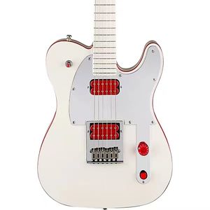Red Kill Switch Arcade John 5 Ghosts White Electric Guitar Dual Red Body Binding Red Pickups Mirror Pickguard