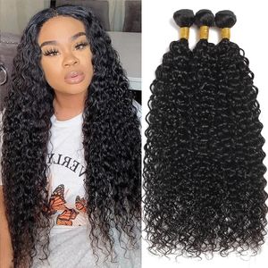 Syntetyczne peruki fali wodne wiązki 12A Brazylijskie ludzkie włosy splot 1/3/4pcs głębokie perwersyjne kręcone włosy 100 g/szt. Virgin Hair Natural 231211