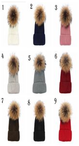 Kalite Çıkarılabilir Gerçek Mink Fox Fur Pom Poms Ball Acrililik Beanies Kış Sıcak Sade Şapkalar Yetişkinler Soluklu Erkek Kadın Kar Sıcak Şapka 3491448