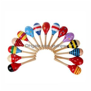 11Cm Baby Toy Kids Wooden Rattle Maracas Cabasa Music Instrument Sand Hammer Orff Infant Toys Drop Delivery Dhmwg