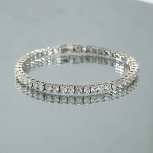 Pulseira de tênis moissanite diamante 3mm feita sob medida pulseira de latão banhada a prata corrente de zircônia