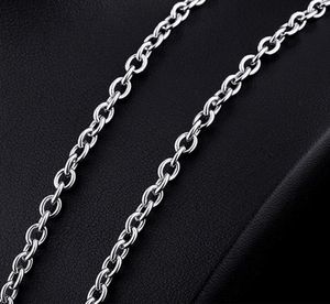 3mm4mm Silver Stainless Steel Trace O Chain Link for Men Women Necklace 45cm75cm Length with Velvet Bag4774951
