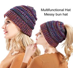 Rabo de cavalo mulheres eleglish winter bun hat bochet gorro bap bap bassily chapéu de tricô de inverno chapéus de inverno damas garotas estriadas kn7312611