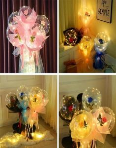 Palloncino luminoso Bouquet Globi romantici LED Rose Bobo Ball Natale Halloween San Valentino Regalo Festa di compleanno Decorazione di nozze3315678