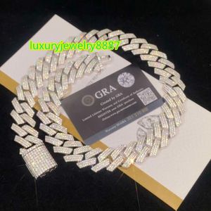 VVS Moissanite Diamond CZ 925 STERLING Gümüş Pirinç Küba Bağlantı Zinciri Kolye Buzlu Özel Miami Küba Bağlantı Zinciri Erkekler için